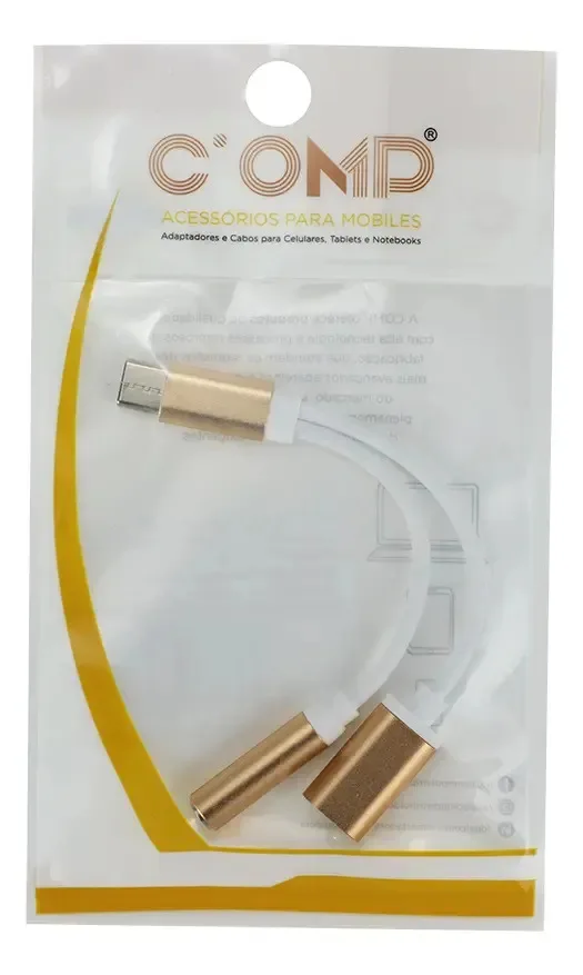 Adaptador Cabo Tipo C X P2 4c Fêmea + Tipo C Fêmea Branco foto 3