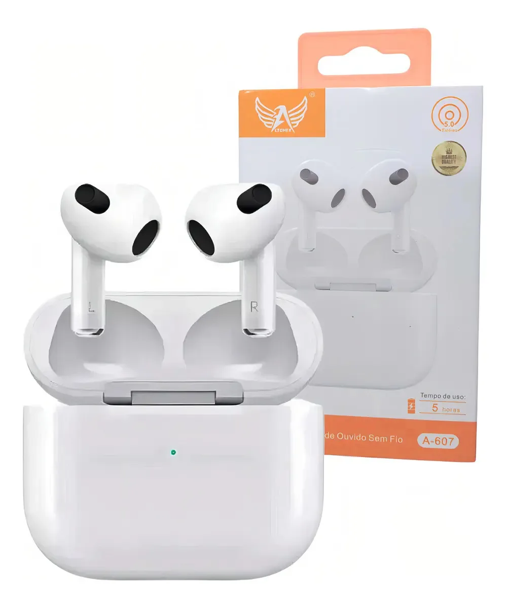 Fone de Ouvido Bluetooth In-ear TWS A-607 Branco