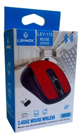 Mouse Sem Fio Wireless 2.4ghz - Ley-173 Vermelho