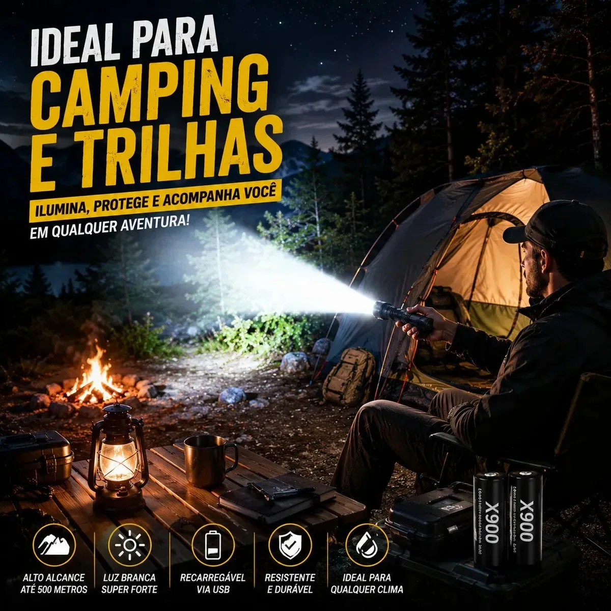 Lanterna Xml T9 Recarregável Potente Camping Segurança foto 3
