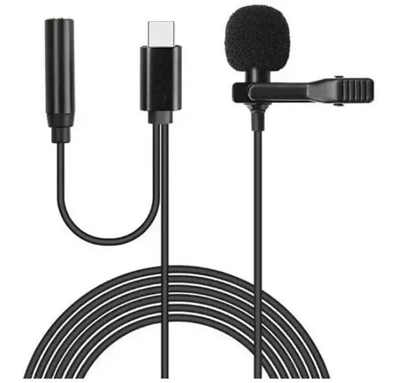 Microfone de lapela tipo C com entrada de fone de ouvido foto 2