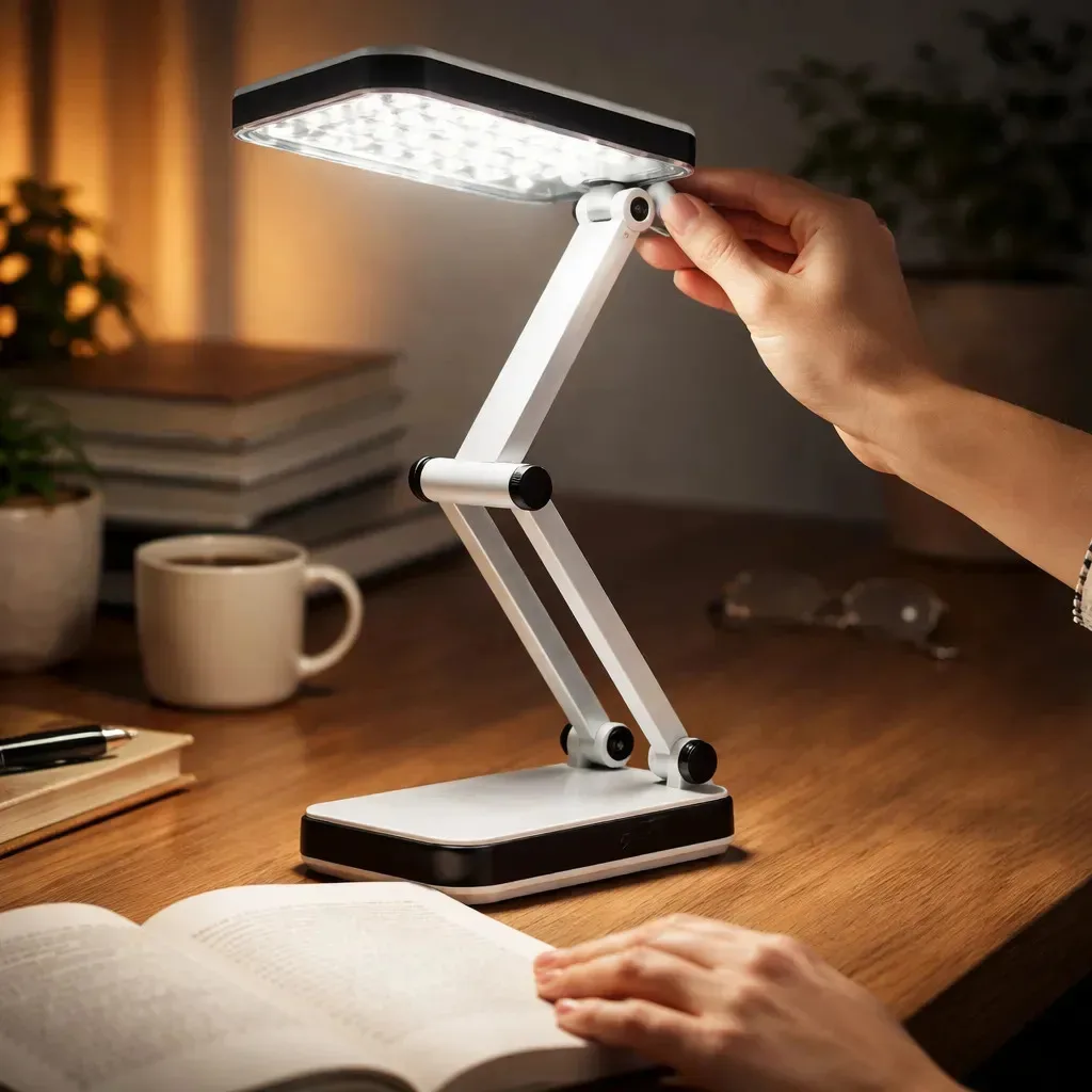 Abajur LED Portátil Recarregável Branco Mesa DP-666 24 LEDs foto 3
