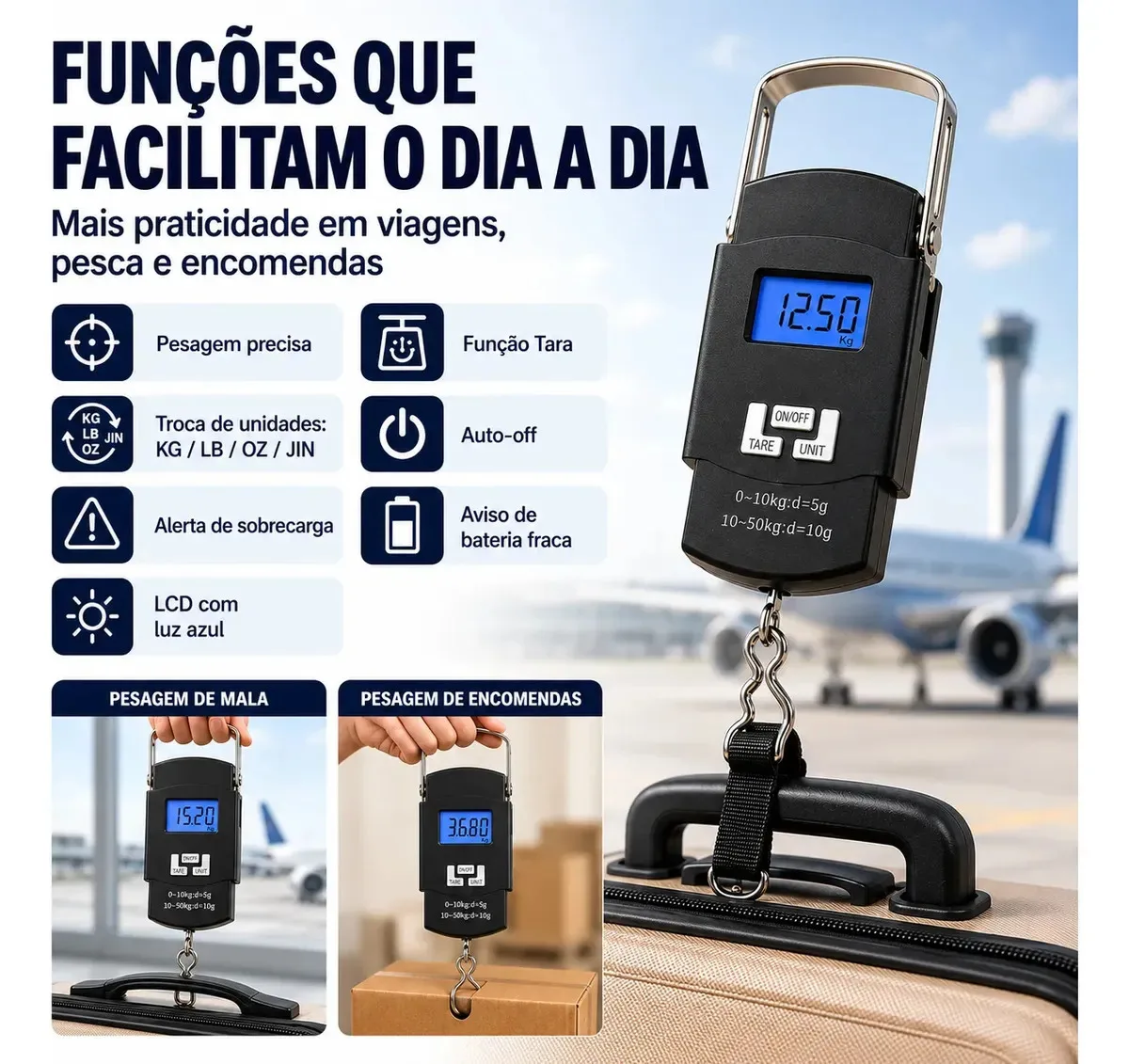 Balança Manual Digital al-sf008 Até 50kg Gancho foto 3