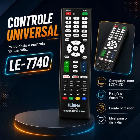 Controle Remoto Universal LELONG LE-7740 Preto