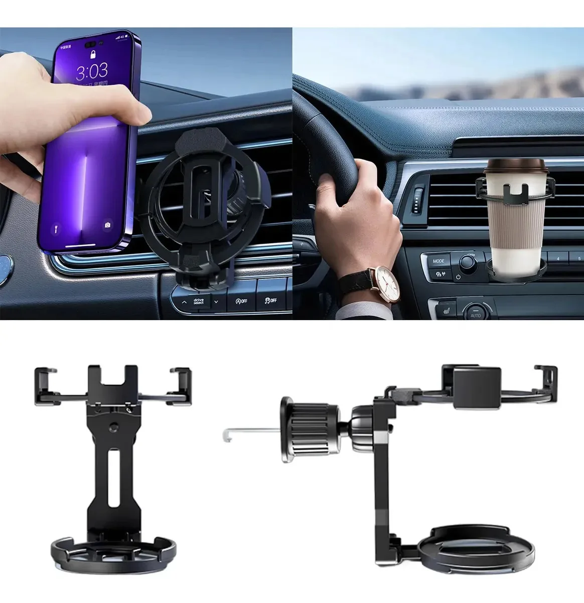 Suporte para celular montado na ventilação do carro, suporte foto 2