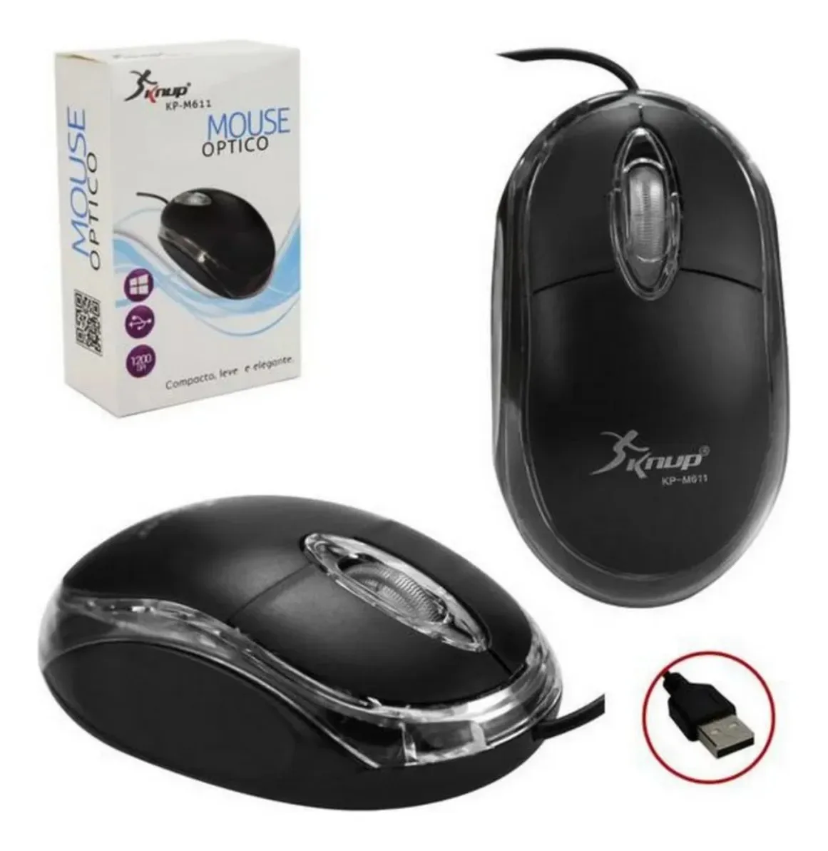Mini Mouse Optico Com Fio Usb Kp-m611 Preto foto 2