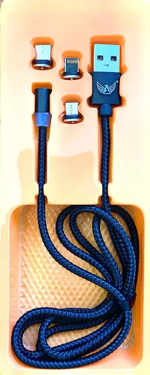 Cabo Carregador Magnético Usb 3 Em 1 Cor Preto foto 3
