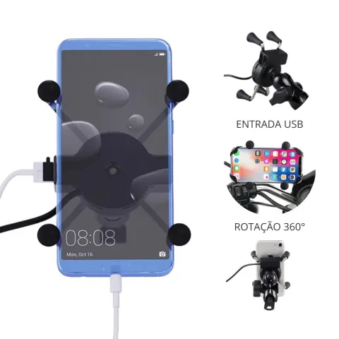 Suporte Moto Multifuncional C/ Carregador Le-041