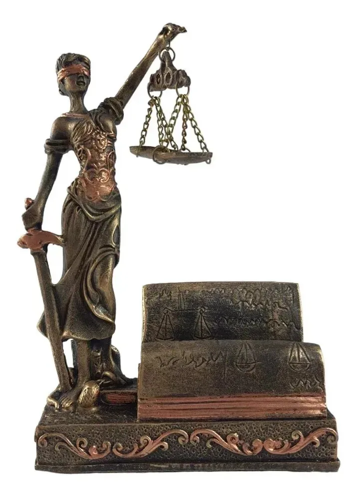 Estátua Deusa Da Justiça Porta Cartão Porta Ou Caneta Resina foto 2