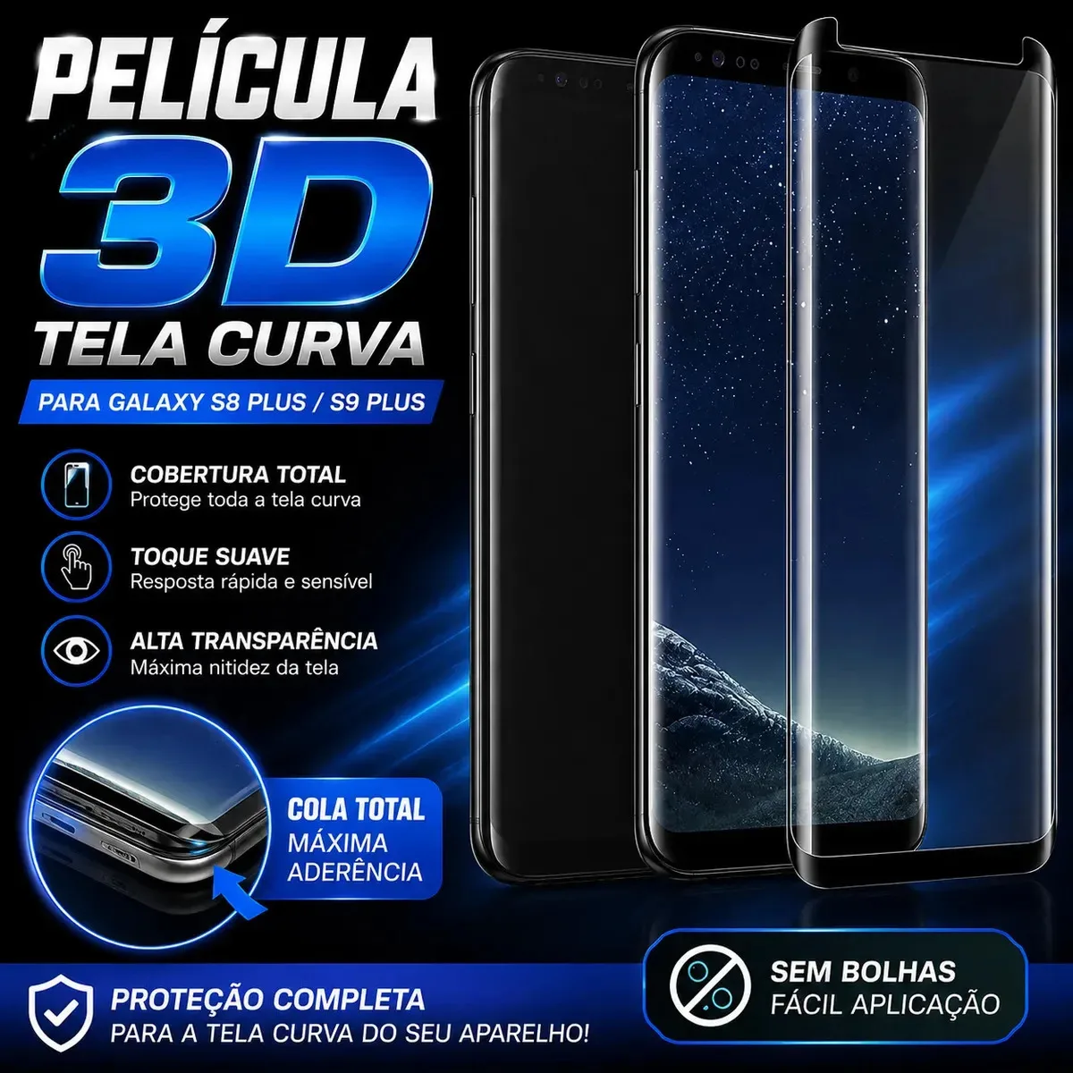 Película Vidro 3d Tela Curva Para Galaxy S8 Plus / S9 Plus foto 2