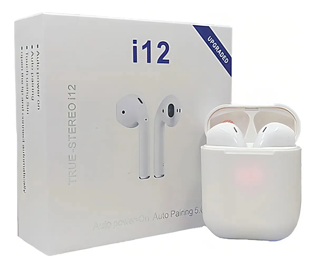 Fone De Ouvido I12 Upgraded Bluetooth Sem Fio Touch Branco