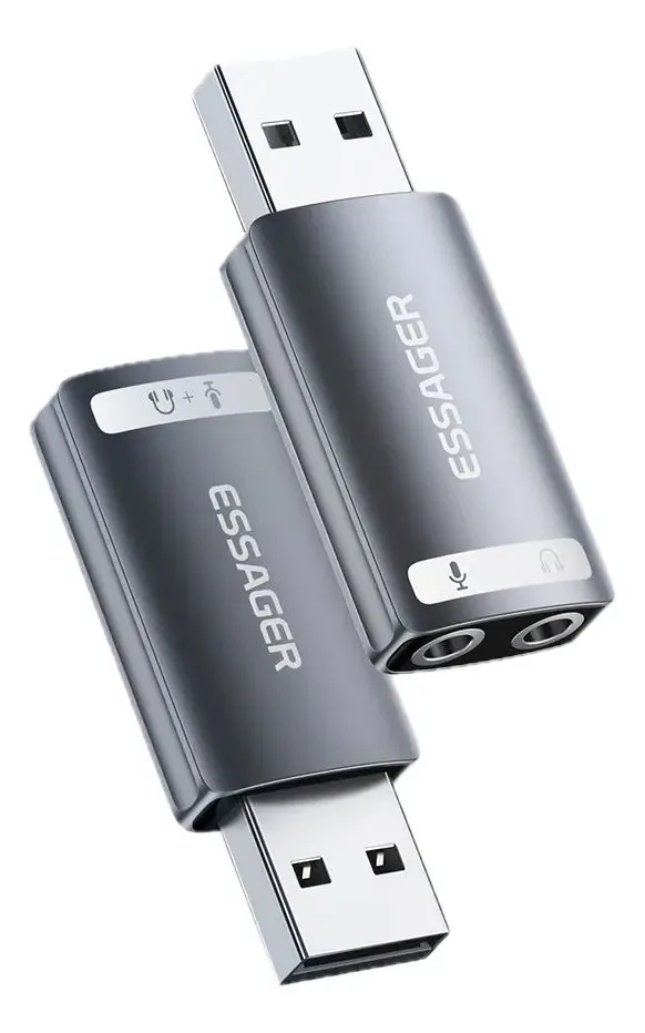 Adaptador Som USB Externa 2 Saídas 3.5mm para PC