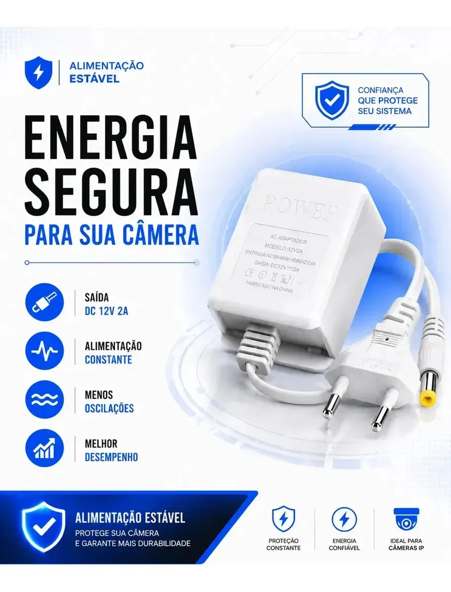Fonte Câmera Icsee A8 12v 2a Bivolt P4 Cctv Segurança Fonte foto 2