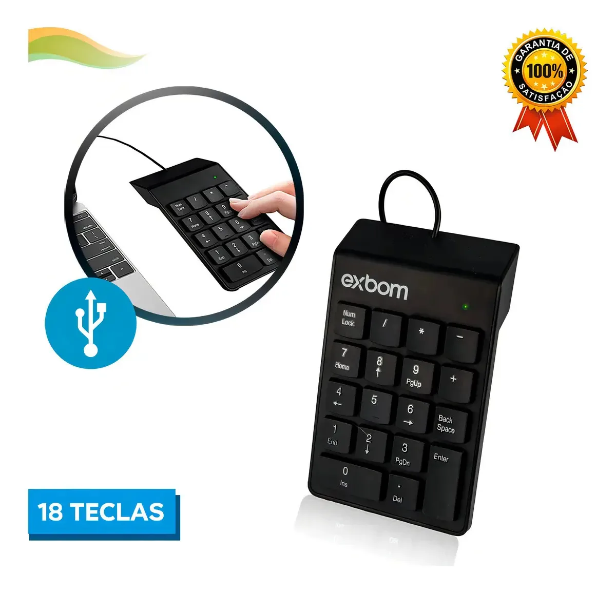 Teclado Numérico Bk-n30 18 Teclas Preto Para PC foto 2