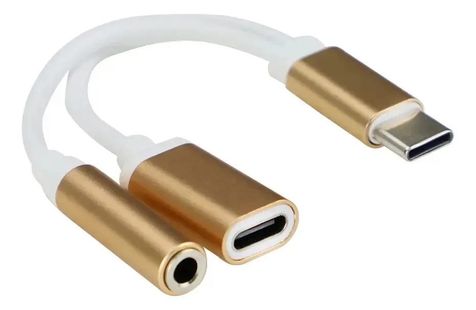 Adaptador Cabo Tipo C X P2 4c Fêmea + Tipo C Fêmea Branco