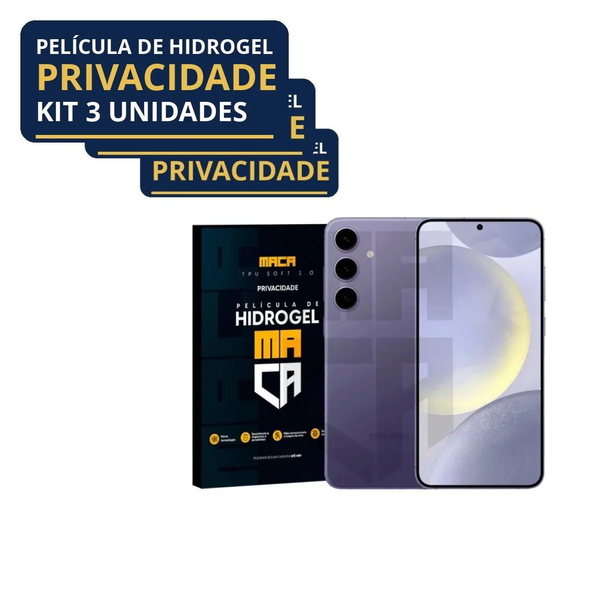 Kit 3 Películas Hidrogel Privacidade Galaxy S24 Plus