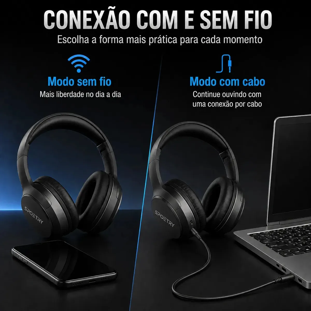 Fone Sem Fio Fone Over Ear Fone De Ouvido Bluetooth Sem Fio foto 3