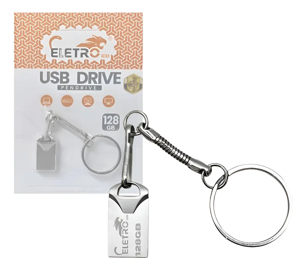 Pen Drive Chaveiro de 128 GB com USB de Alta