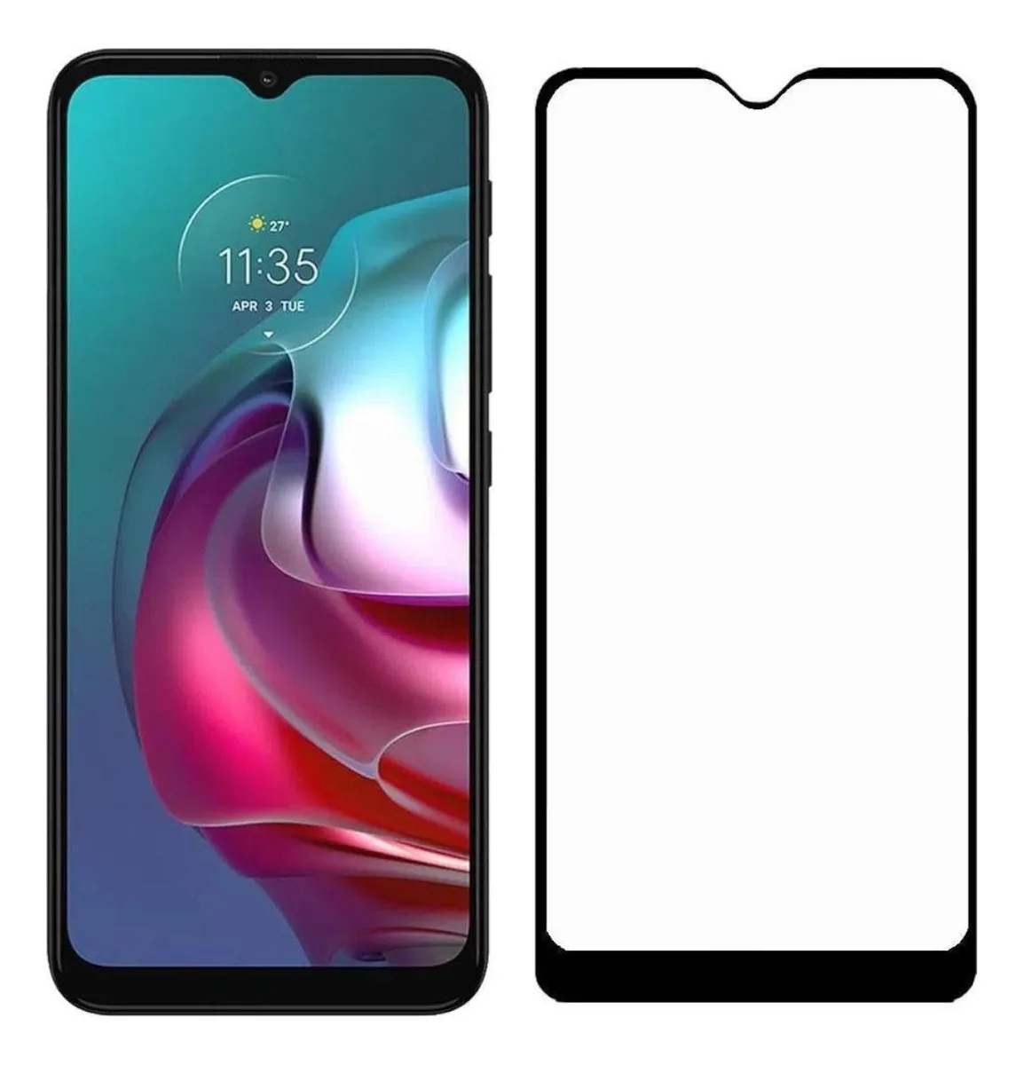 Película Vidro 3d / 5d Preta Temperada Para Moto G10 foto 2