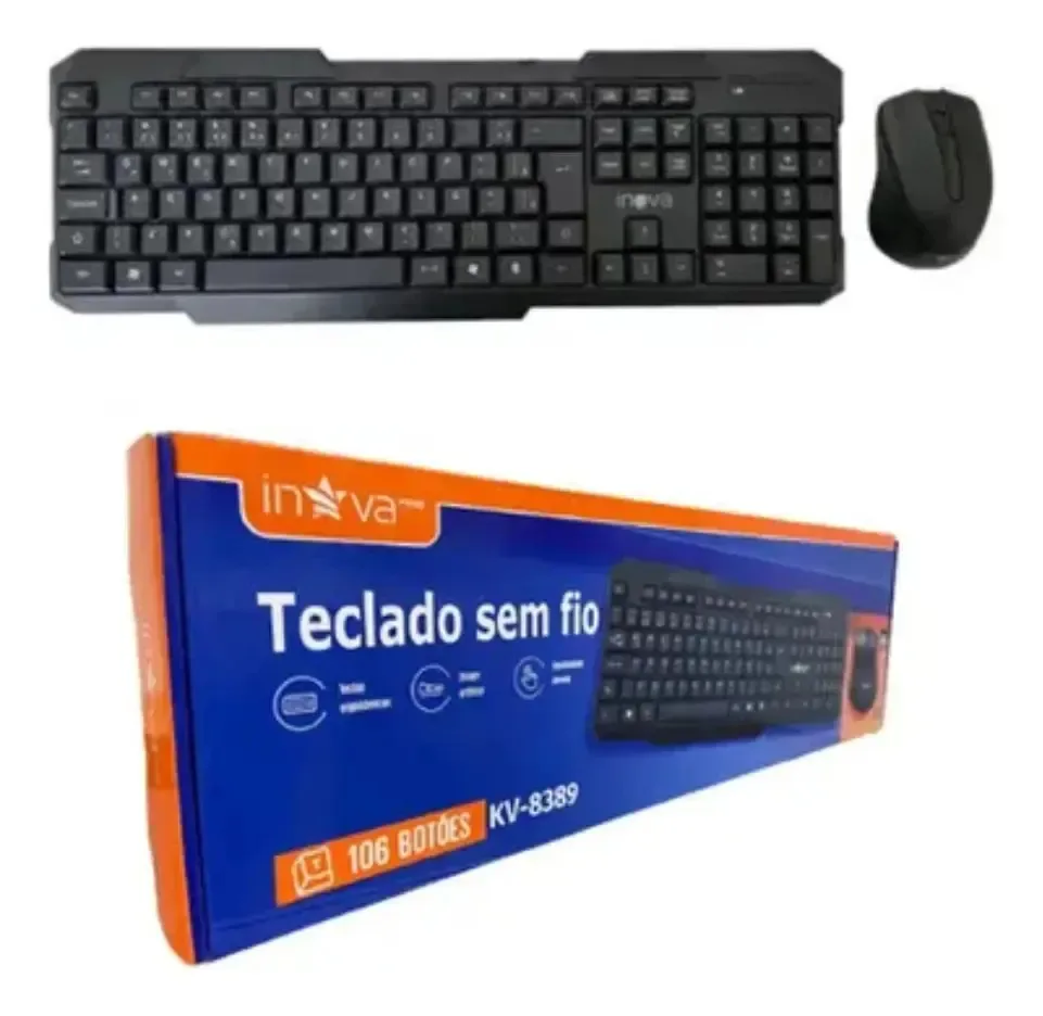 Kit Teclado Mouse Sem Fio Kv-8389 foto 2