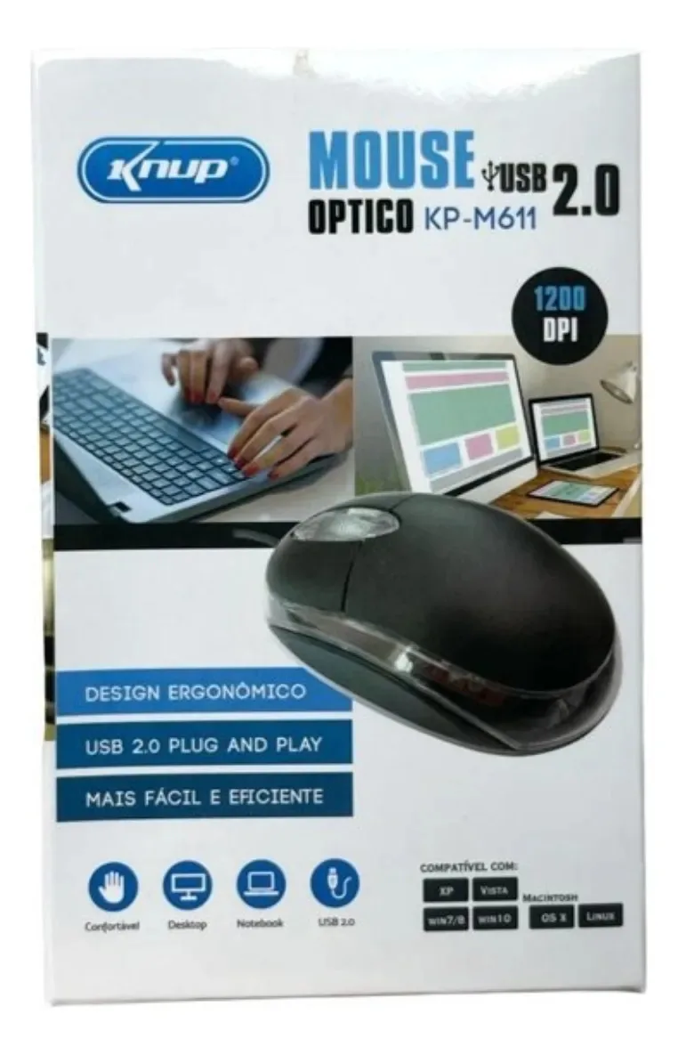 Mini Mouse Optico Com Fio Usb Kp-m611 Preto foto 3