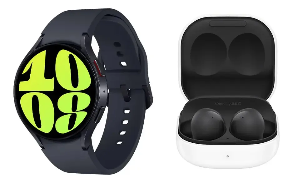 Galaxy Watch6 Bt 44mm Grafite + Fone Bluetooth Galaxy Buds2