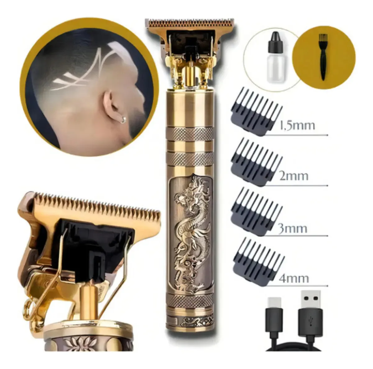 Máquina de Cortar Cabelo Ato-01 Sem Fio USB