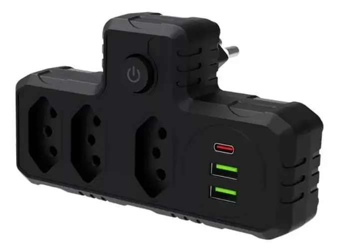 Benjamim Adaptador Universal Tomada Usb Tipo C Filtro Linha
