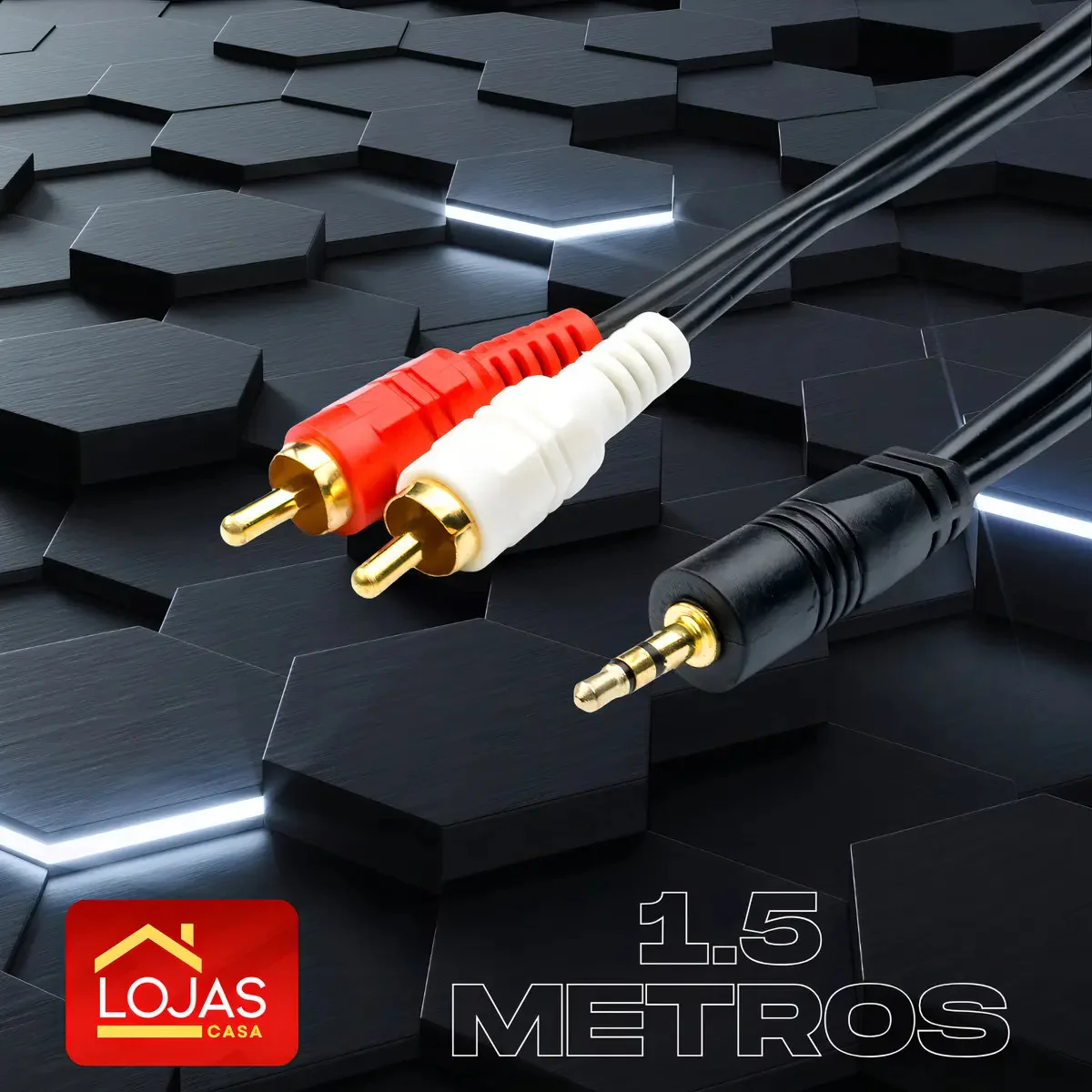 Cabo adaptador RCA+P2 Cabo Auxiliar de Som P2 RCA Áudio foto 2