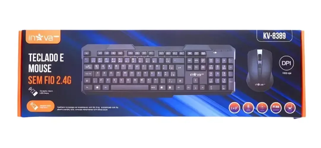 Kit Teclado Mouse Sem Fio Kv-8389