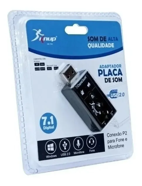 Adaptador Placa de Som USB 2.0 P2 HB-T64 7.1 Canais foto 2