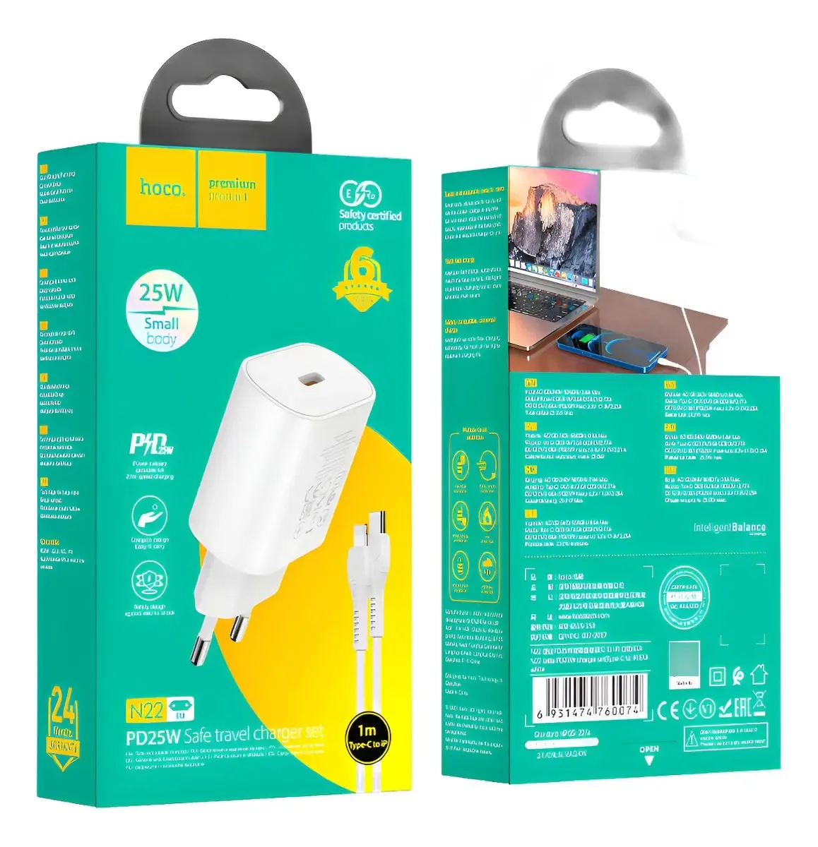 Carregador para iPhone PD25w Tipo C A Lightning White Quick