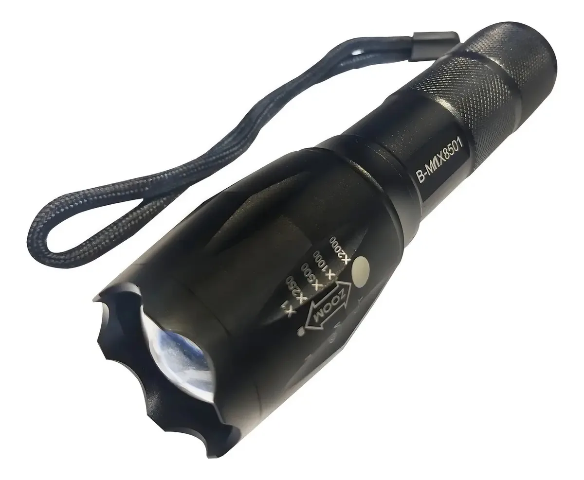 Lanterna Tática Bm-8501 LED Preto Recarregável à Prova foto 2