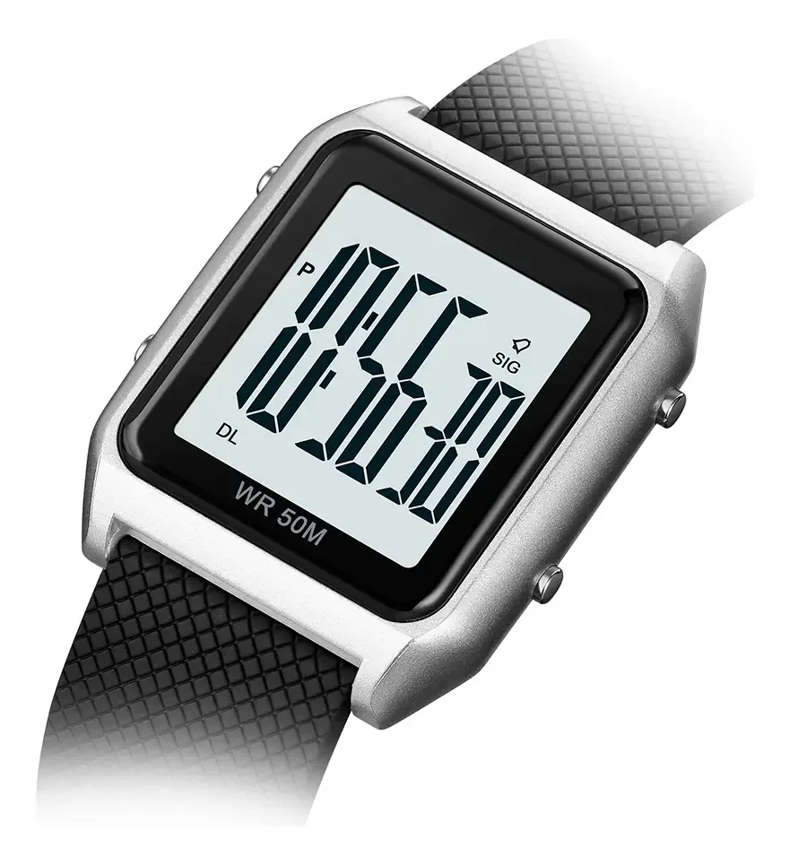 Relógio digital 300 Sport Silicone Silver Unissex Preto foto 2
