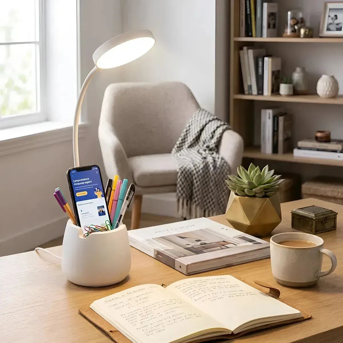 Lâmpada LED multifuncional sem fio ajustável, Lã de desktop