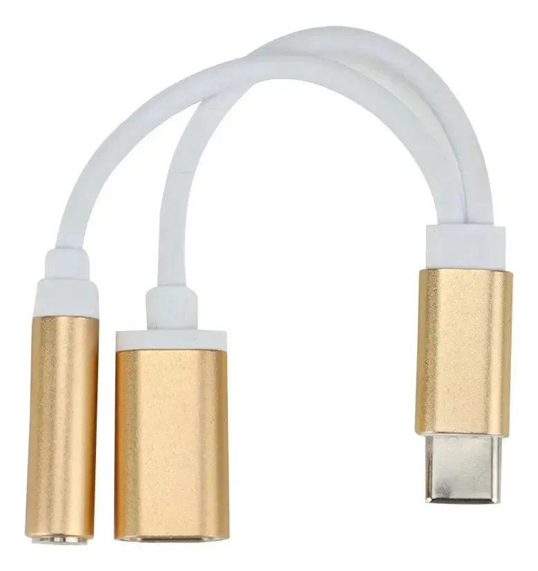 Adaptador Cabo Tipo C X P2 4c Fêmea + Tipo C Fêmea Branco foto 2