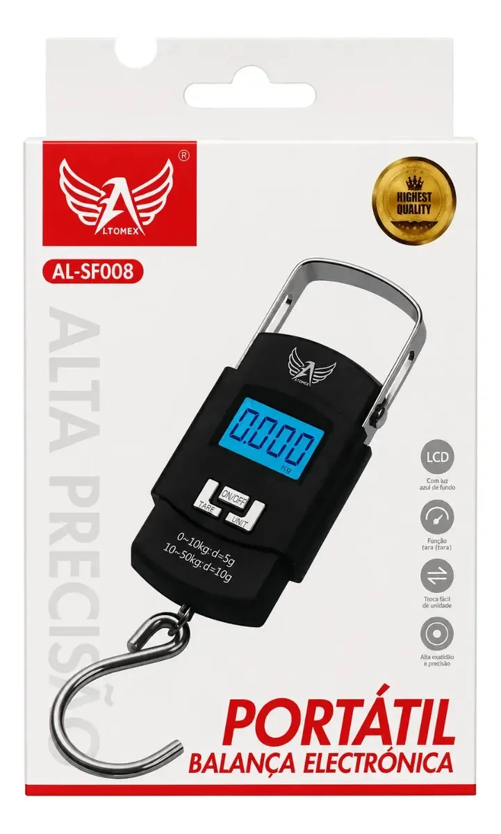 Balança Manual Digital al-sf008 Até 50kg Gancho