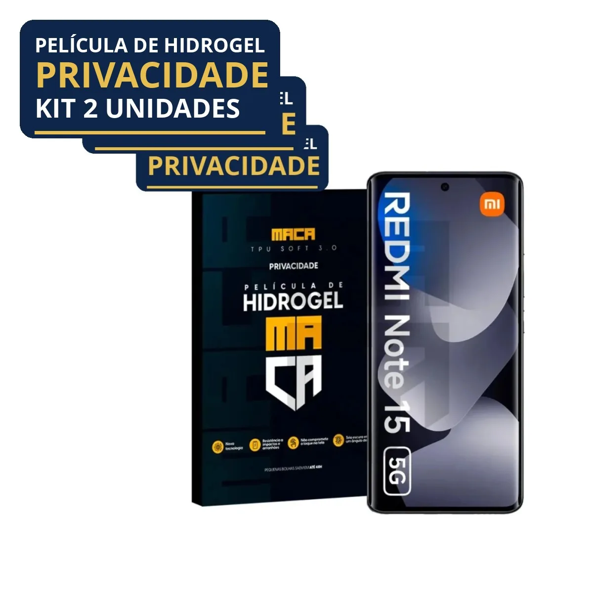 Kit 2 Películas Hidrogel Privacidade Redmi Note 15