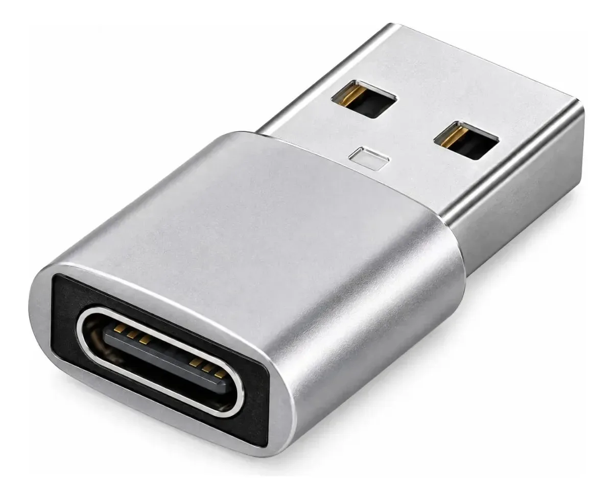 Adaptador Tipo C Fêmea Para USB Macho Ltomex Prateado 2cm