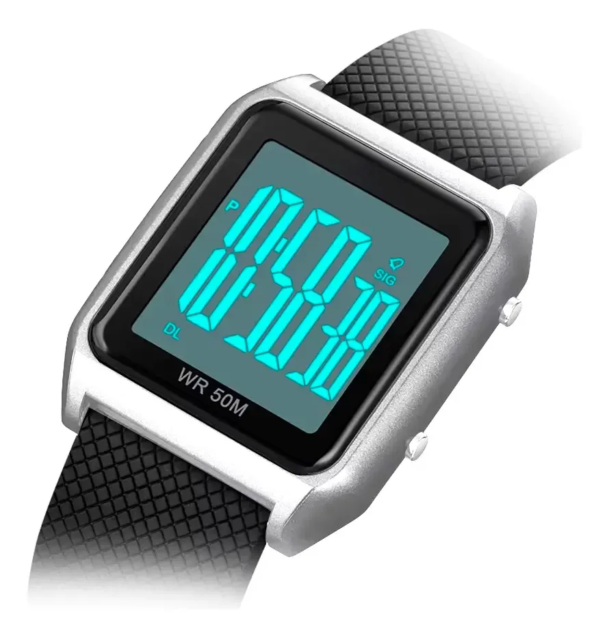 Relógio digital 300 Sport Silicone Silver Unissex Preto foto 3