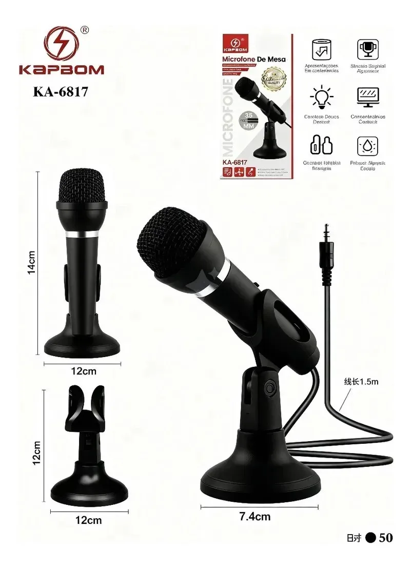 Microfone De Mesa Ka-6817 Preto foto 2